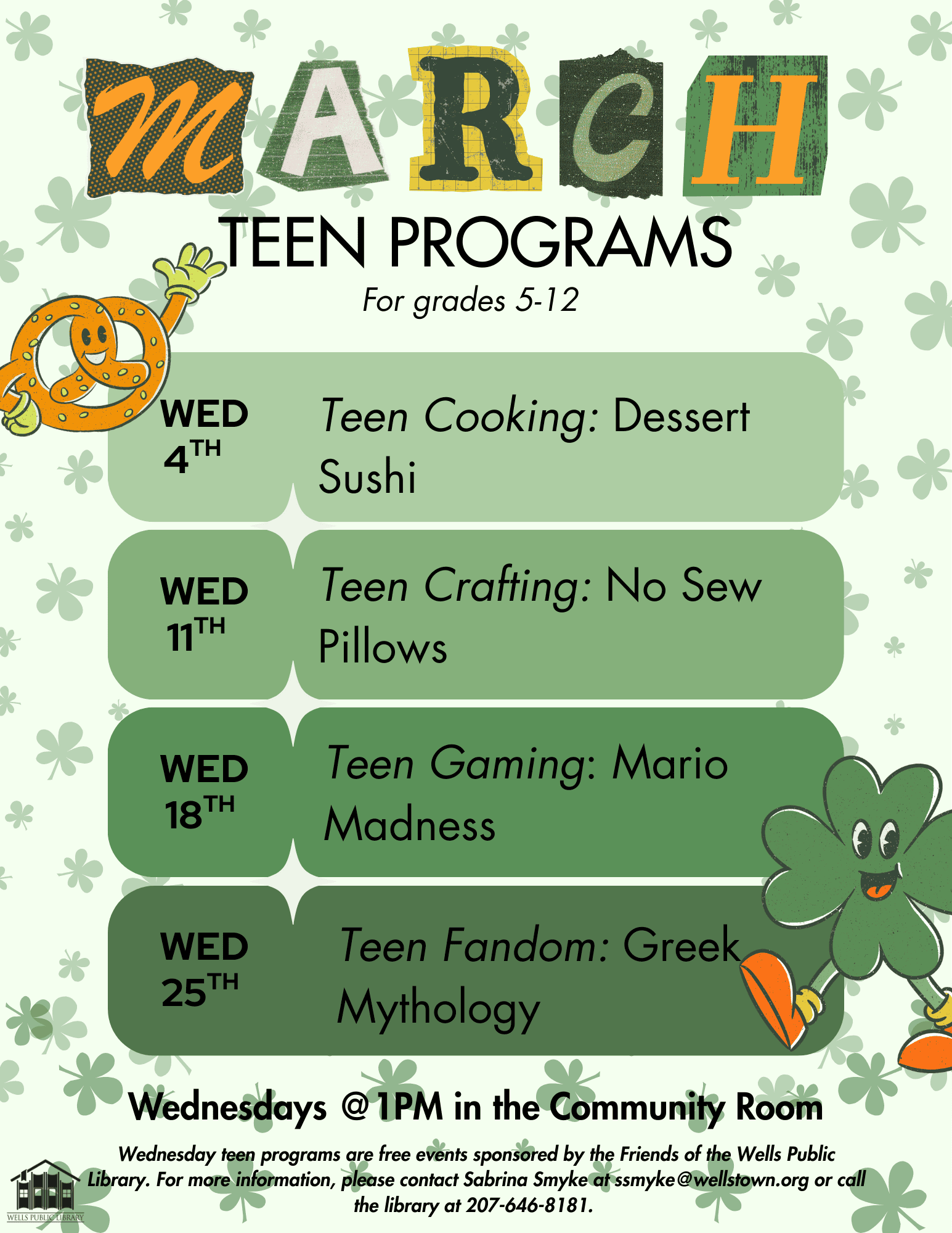 march 26 teen programs