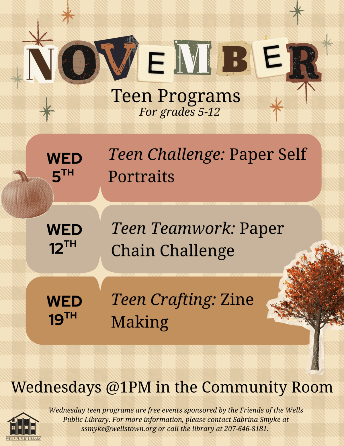 november 25 teen programs