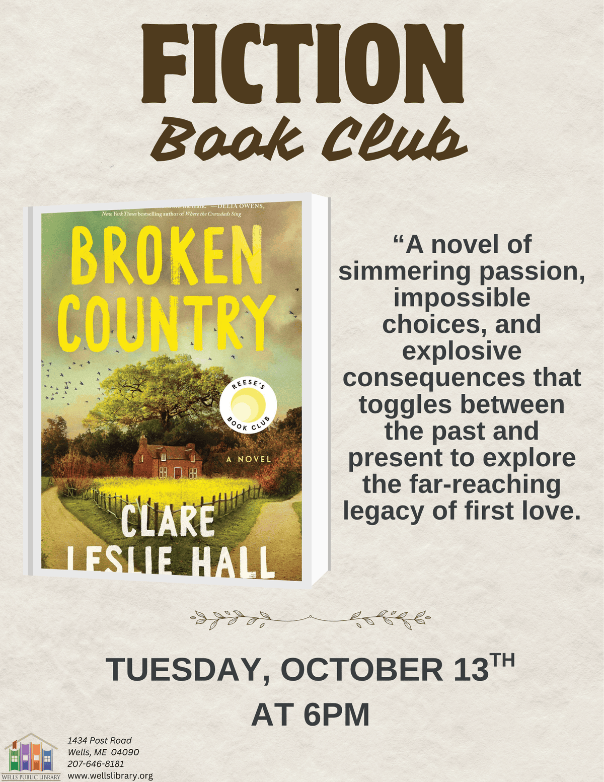 october 26 fiction book club