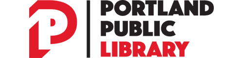 Portland Public Library logo with a stylized red letter P on the left and the words Portland Public Library in bold black and red text on the right.