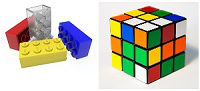 images of rubik's cube and lego bricks