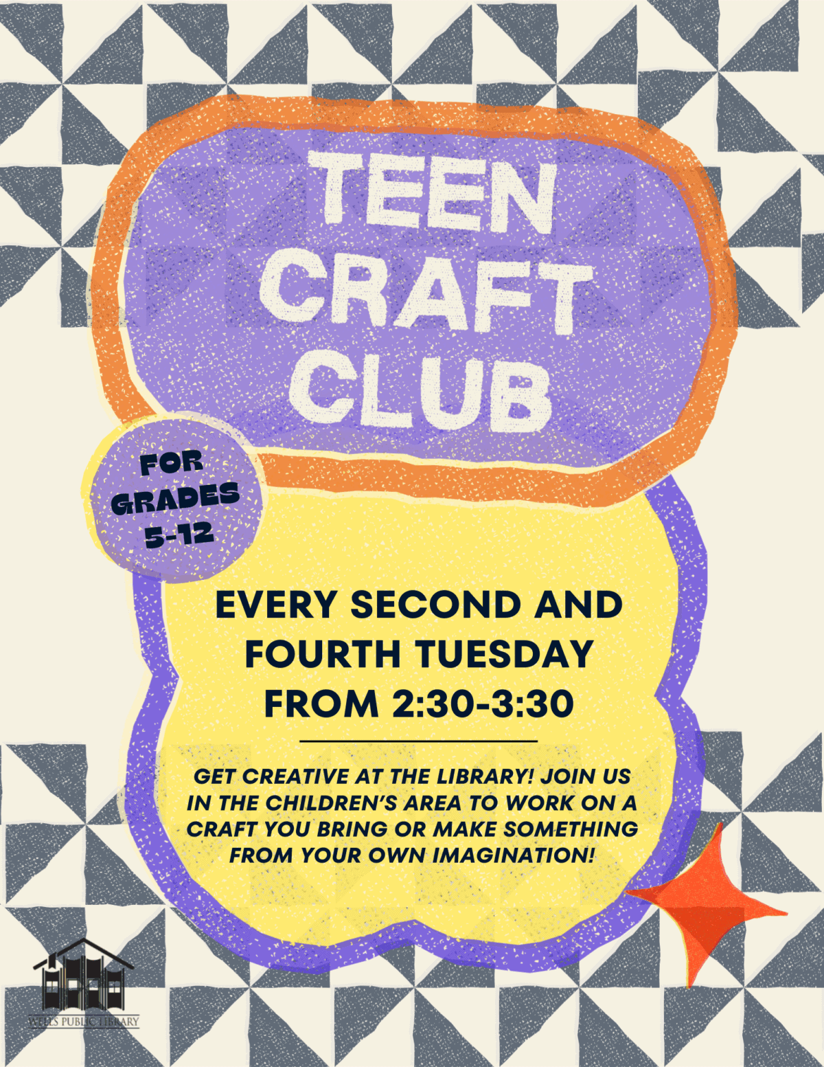 teen craft club, full description at the pdf linked to this image